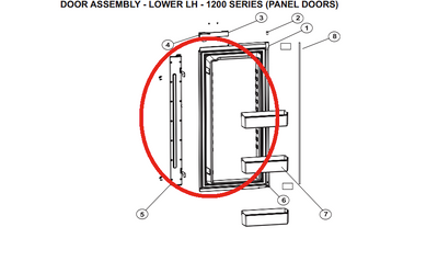 need lower left door for 1200lr refrigerator, serial number 1076147f